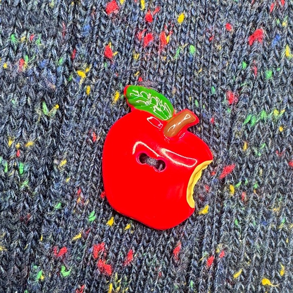 Vintage sweaterloft sweater vest cardigan Medium M Teacher Navy Red Graphic knit - Picture 2 of 7